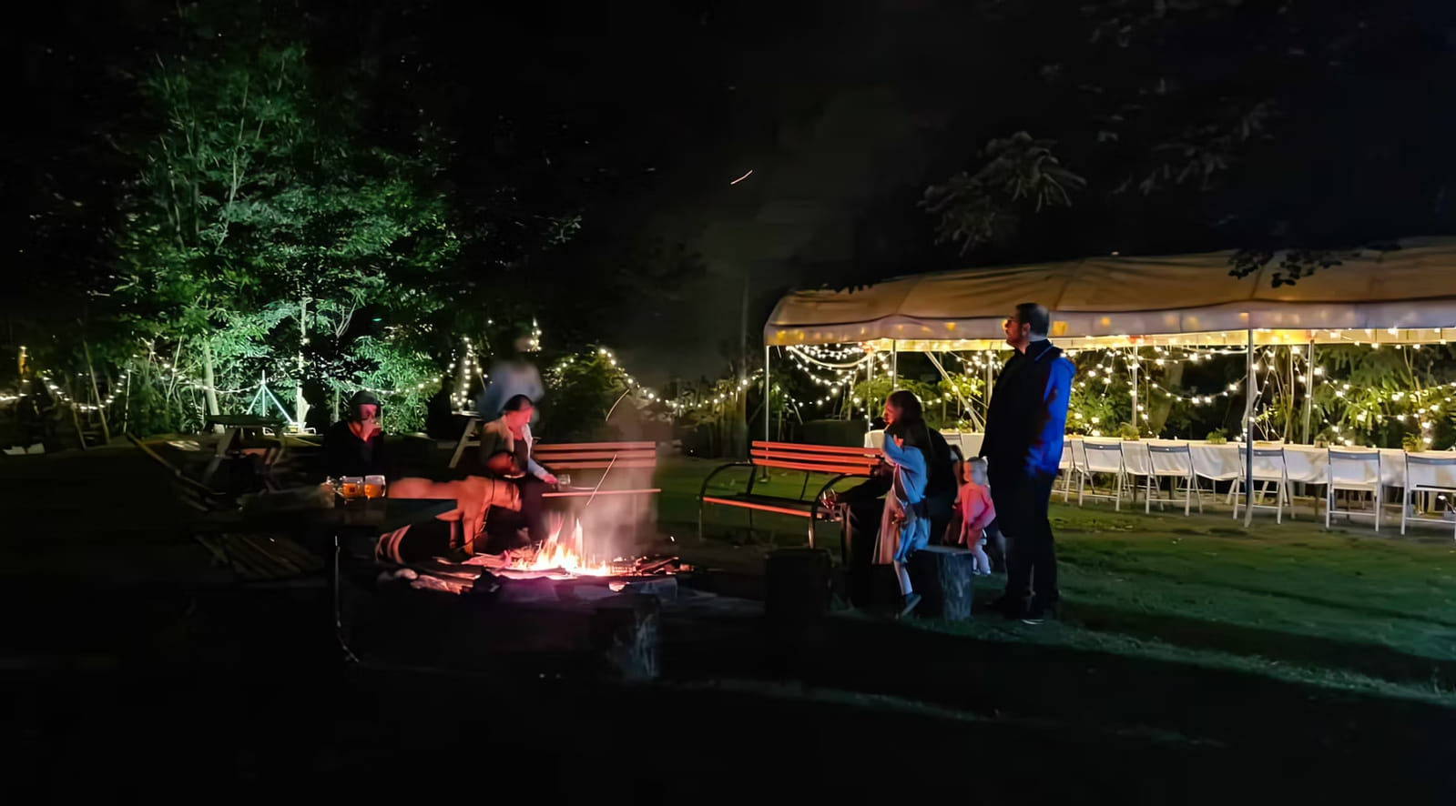 Campfire at the social event venue